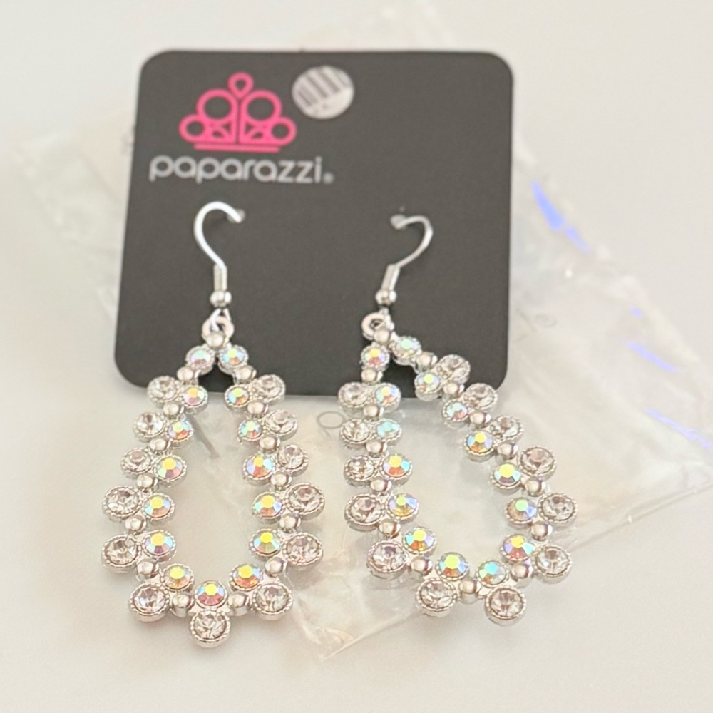 Paparazzi Silver/Iridescent Teardrop Earrings